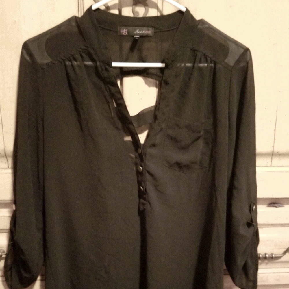 Black sheer top unique details